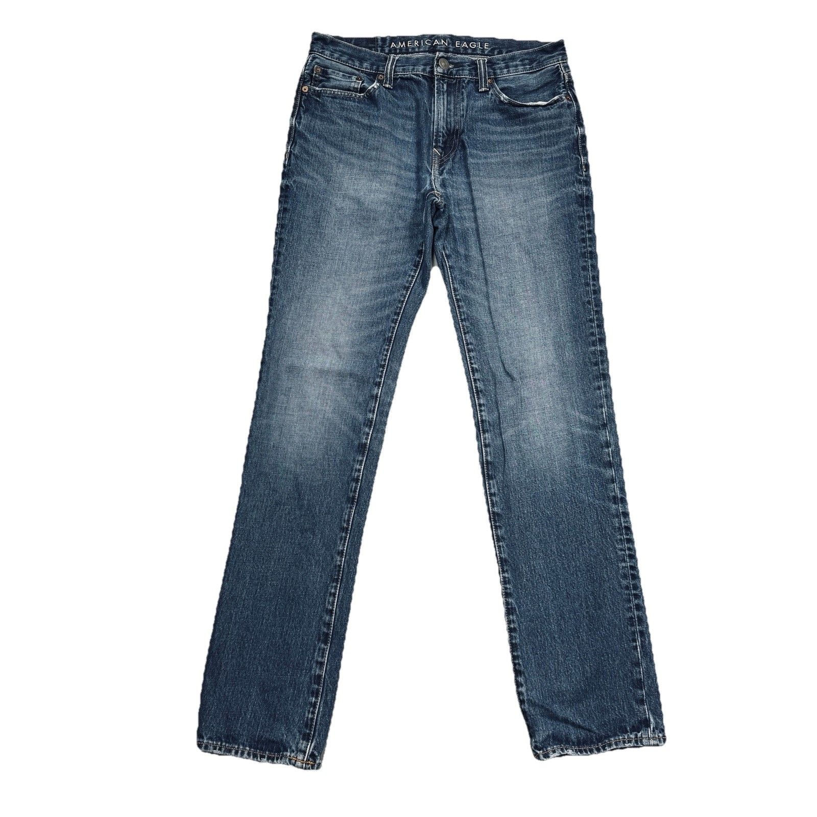American Eagle Original Straight Jeans Mens 30 Measures 31x32 Blue Cotton Denim